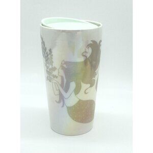 Starbucks 2021 Iridescent Pearl White Mermaid Siren Ceramic Mug Tumbler 12 oz